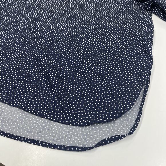 Woman Within Polka Dot V Neck Popover Navy Blue Blouse 3/4 Sleeve Size 1X 22 - Picture 9 of 14